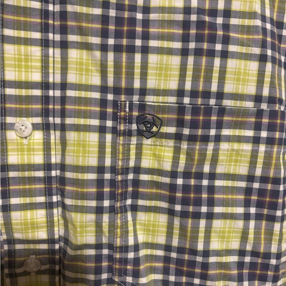 ARIAT Pro Series Men's Green Plaid Short Sleeve Button Down Shirt Size XL - Picture 3 of 6
